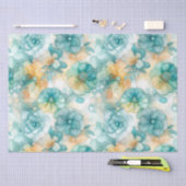 Blauwgroen Gele Alcoholinkt Illustratie Print Tissuepapier (Craft)