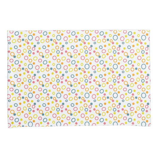 Blauwgroen gele roze Oranje cirkels Stippen Kussensloop (Voorkant-Rechts)
