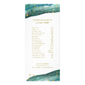 Blauwgroen Geode en Gold Salon prijslijst Service Reclamekaart (Voorkant)