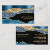 *~* Blauwgroen geode glitter Glam Black Visitekaartje (Voorkant / Achterkant)