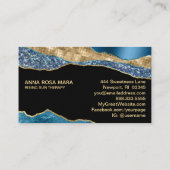 *~* Blauwgroen geode glitter Glam Black Visitekaartje (Achterkant)