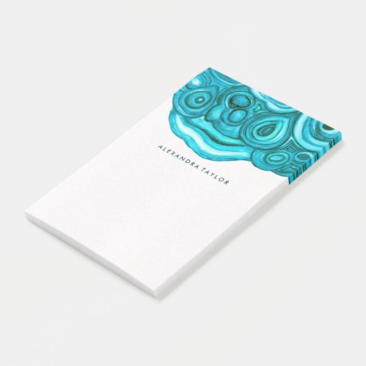 Blauwgroen Geode | Waterverf Post-it® Notes (Schuin)