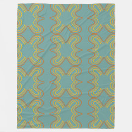 Blauwgroen geometrisch lijnpatroon fleece deken