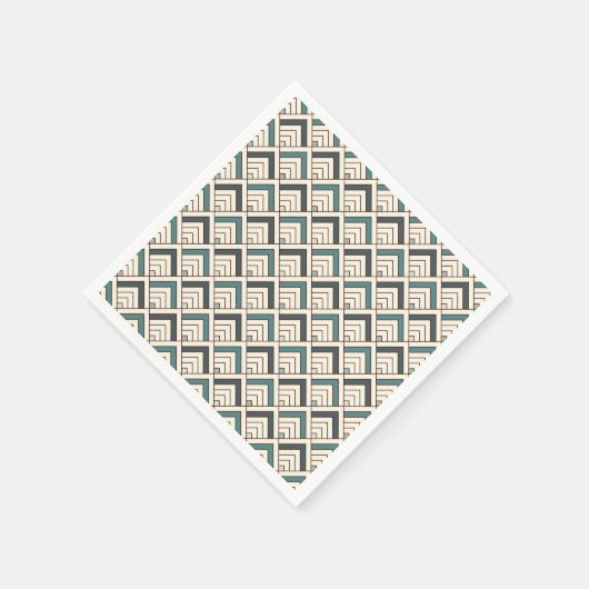 Blauwgroen geometrisch patroon servet (Hoek)