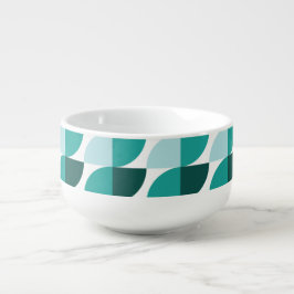 Blauwgroen geometrisch patroon soepmok soepkom