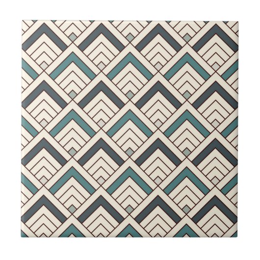 Blauwgroen geometrisch patroon tegeltje (Voorkant)