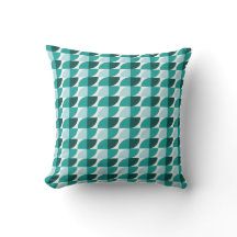Blauwgroen geometrisch patroonkussen