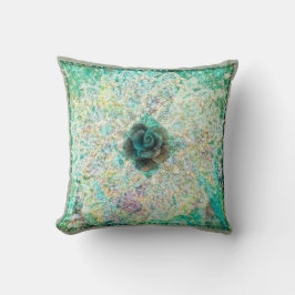 Blauwgroen geometrische Floral Pillow door Carol Z Kussen