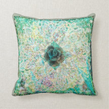 Blauwgroen geometrische Floral Pillow door Carol Z