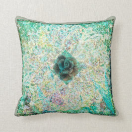 Blauwgroen geometrische Floral Pillow door Carol Z Kussen