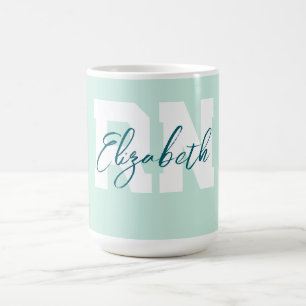 Blauwgroen gepersonaliseerd RN Koffiemok