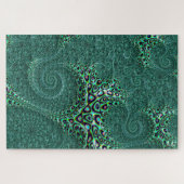 Blauwgroen Gepotte octopus Fractal Abstract Onmoge Legpuzzel (Horizontaal)
