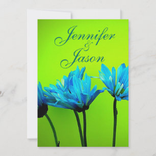 Blauwgroen Gerber Daisies over Lime Green Wedding  Kaart