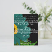 Blauwgroen Gerber Daisy bruiloft uitnodiging (Staand voorkant)