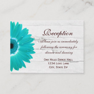 Blauwgroen Gerber Daisy Wedding Reception Directio Informatiekaartje