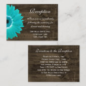 Blauwgroen Gerber Daisy Wedding Reception Directio Informatiekaartje (Voorkant / Achterkant)