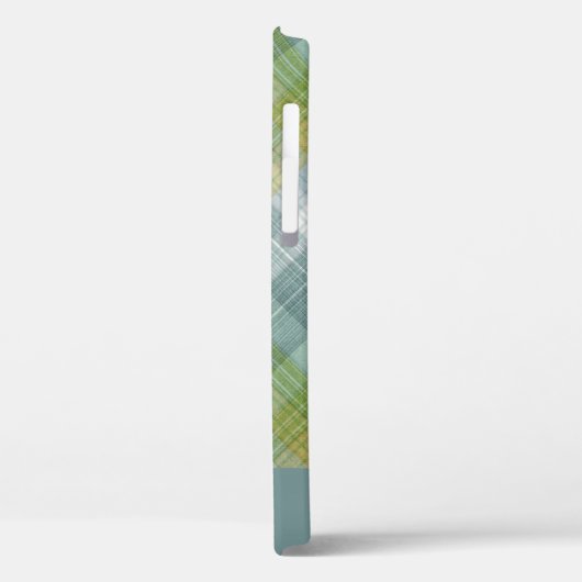 Blauwgroen geruite elegante scriptnaam Case-Mate iPhone case (Achterkant / Links)