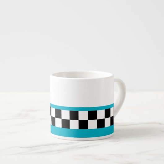 blauwgroen gestreepte controleurs met retrorefles espresso kop (Voorkant rechts)