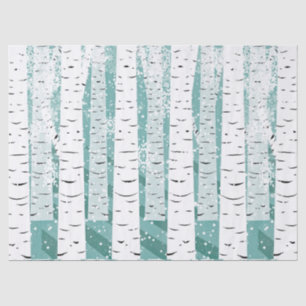 Blauwgroen gestript vogelboomsnowflake winterbos tissuepapier