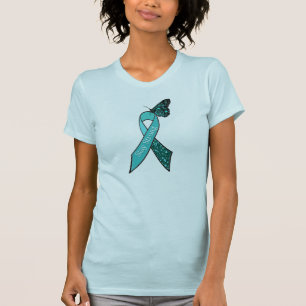Blauwgroen gevoeligheid voor eierstokken en vlinde t-shirt