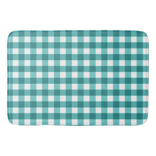 Blauwgroen gingham badmat