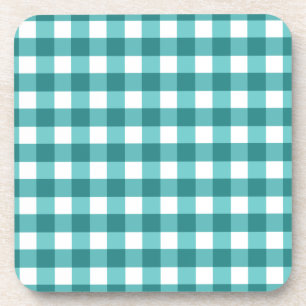 Blauwgroen gingham bier onderzetter