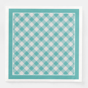 Blauwgroen Gingham controleert patroon voor alle g Servet