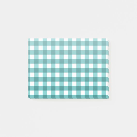 Blauwgroen gingham post-it® notes (Voorkant)