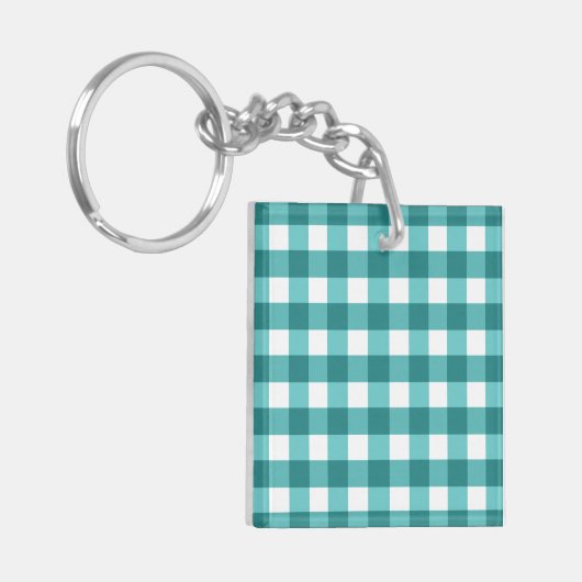 Blauwgroen gingham sleutelhanger (Voorkant Links)