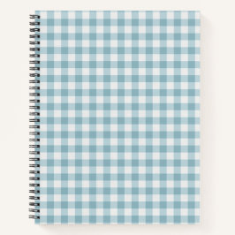Blauwgroen Gingham Stripe Plaid Notitieboek