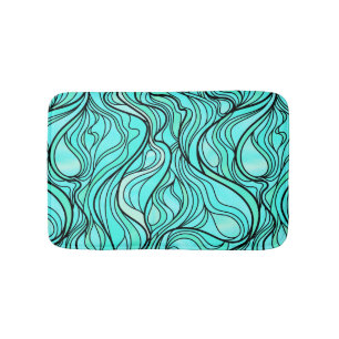 Blauwgroen Glas in lood Abstract Badmat