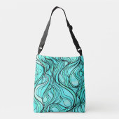 Blauwgroen Glas in lood Abstract Crossbody Tas (Achterkant)