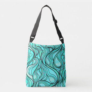 Blauwgroen Glas in lood Abstract Crossbody Tas