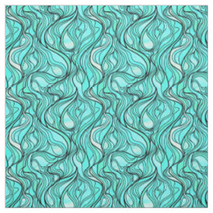 Blauwgroen Glas in lood Abstract Stof