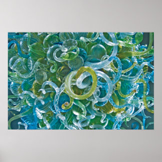 Blauwgroen glas poster