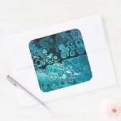 Blauwgroen glasblokken ticker vierkante sticker (Envelop)