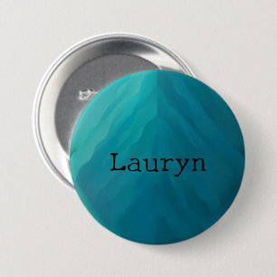 Blauwgroen glastextuur ronde button 7,6 cm