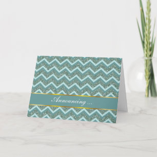 Blauwgroen glitter aankondiging