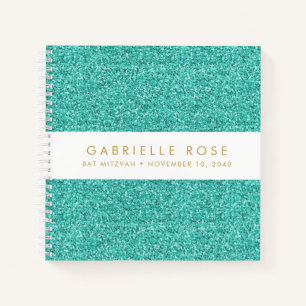 Blauwgroen Glitter Bat Mitzvah Autograaf Guestbook Notitieboek