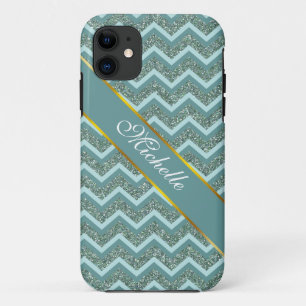 Blauwgroen glitter iPhone 11 hoesje