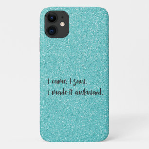 Blauwgroen Glitter die ik maakte het Awkward iPhon iPhone 11 Hoesje