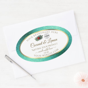 Blauwgroen Glitter- en White Product Labels - Lady