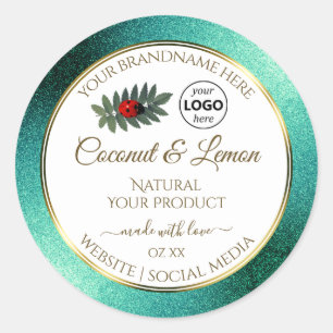 Blauwgroen Glitter- en White Product Labels - Lady