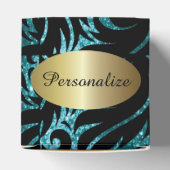 Blauwgroen Glitter en zwart ontworpen Favor Box Bedankdoosjes (Bovenkant)