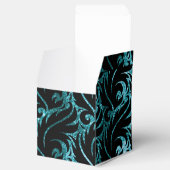 Blauwgroen Glitter en zwart ontworpen Favor Box Bedankdoosjes (Geopend)