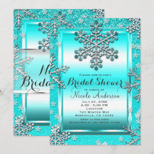 Blauwgroen Glitter Glam Winter Wonderland Snowflak Kaart
