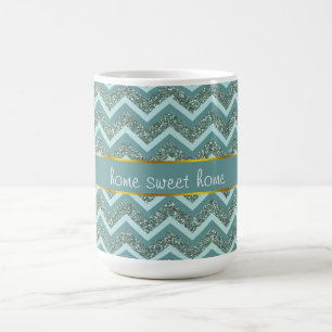 Blauwgroen glitter koffiemok