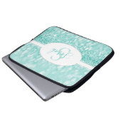 Blauwgroen Glitter-laptophoes aanpassen Laptop Sleeve (Voorkant onderkant)