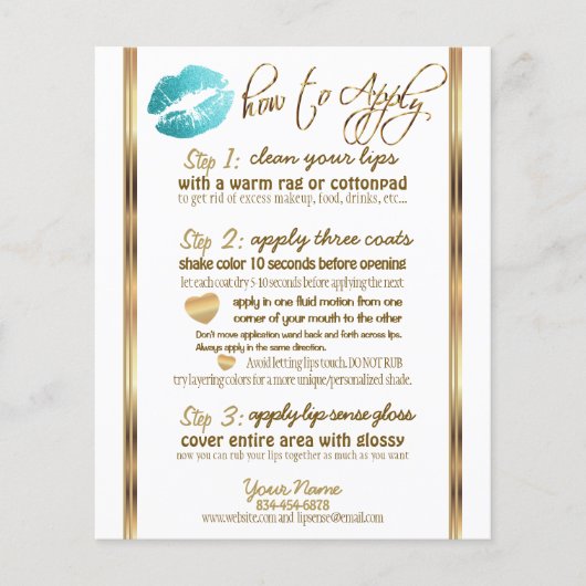 Blauwgroen Glitter Lip 💋 Instructies - Wit Flyer (Voorkant)