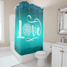 Blauwgroen Glitter LOVE Sunflower